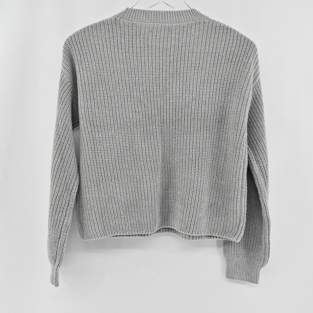 BP Shaker Stitch Crewneck Sweater Womens Size XS Grey Cotton Nordstrom Cozy Chic